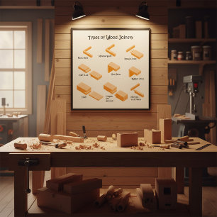 Póster Tipos de carpintería de madera - Guía ilustrada