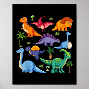 Póster Tipos de Dinosaurios Gráficos De Mi Dinosaurio Gua