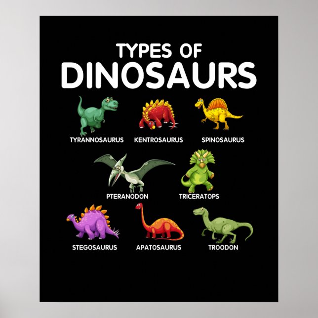 Póster Tipos De Identificación De Dinosaurios Dino (Frente)