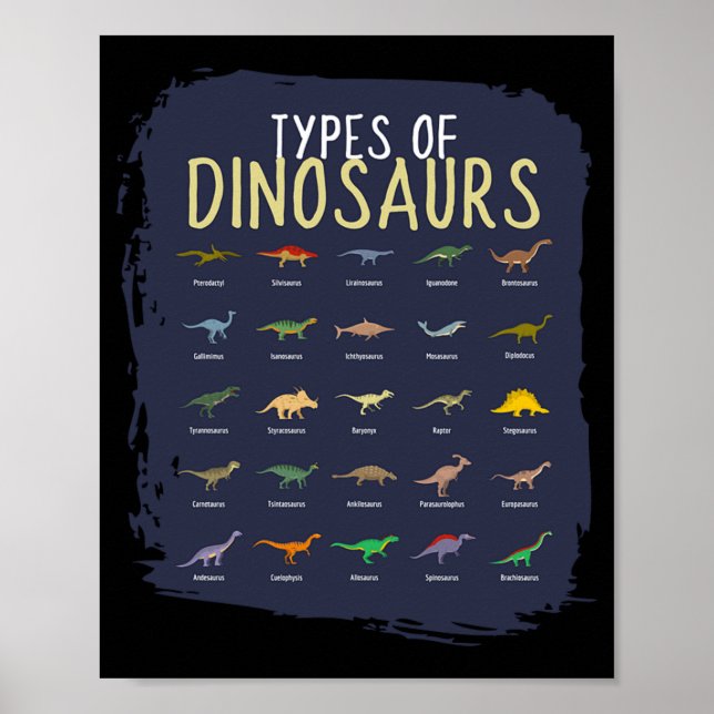 Póster Tipos de niños Dino de Dinosaurio (Frente)