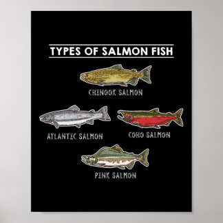 Póster Tipos de salmón para la pesca de salmón