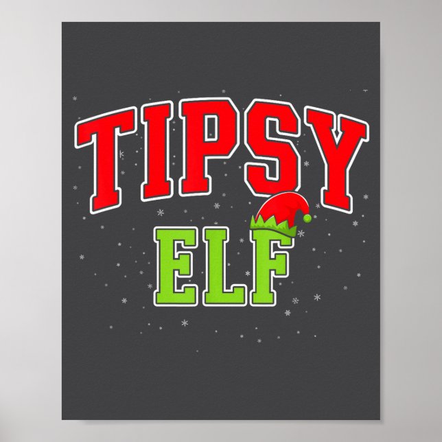 Póster Tipsy Elf Christmas Family Matching Group Xmas  (Frente)