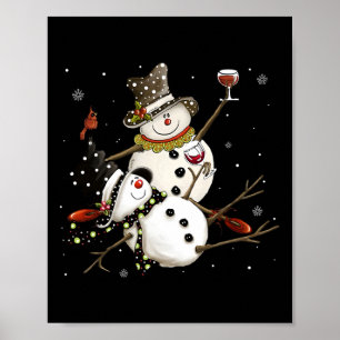 Póster Tipsy Snowman Holiday Season Bebe Vino Snowmen