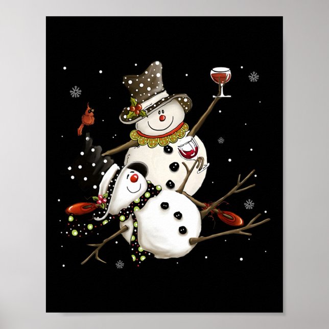 Póster Tipsy Snowman Holiday Season Bebe Vino Snowmen (Frente)