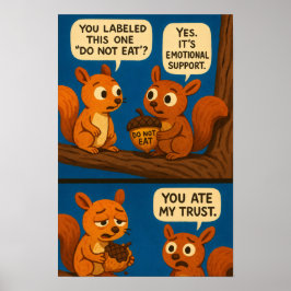Póster Tira cómica de ardilla - Chiste de bellota de apoy