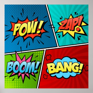 Póster Tira cómica Texto libro de historietas Retro Pow Z