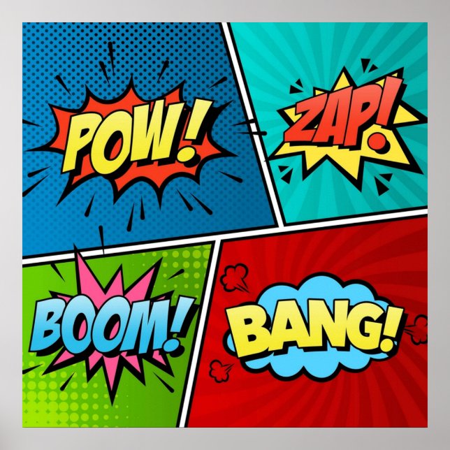 Póster Tira cómica Texto libro de historietas Retro Pow Z (Frente)