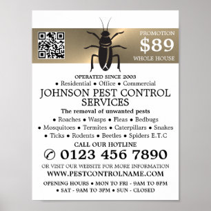 Póster Tira de oro - Cucaracha negra - Control de plagas