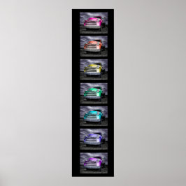 Póster tira de película arco iris vintage chevy pickup