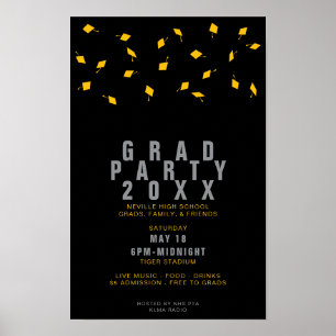 Póster Tirada de Gorra de Graduación Fiesta de Graduados 