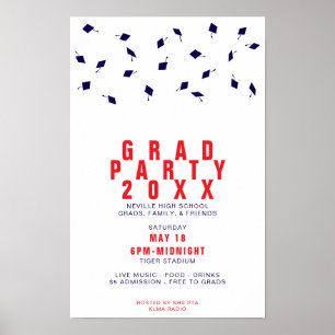 Póster Tirada de Gorra de Graduación Fiesta de Graduados