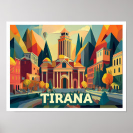 Póster Tirana Albania Viaje artístico colorido