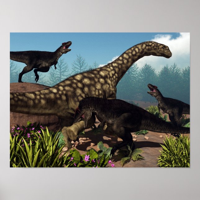 Póster Tirannotitan atacando un dinosaurio argentino (Frente)