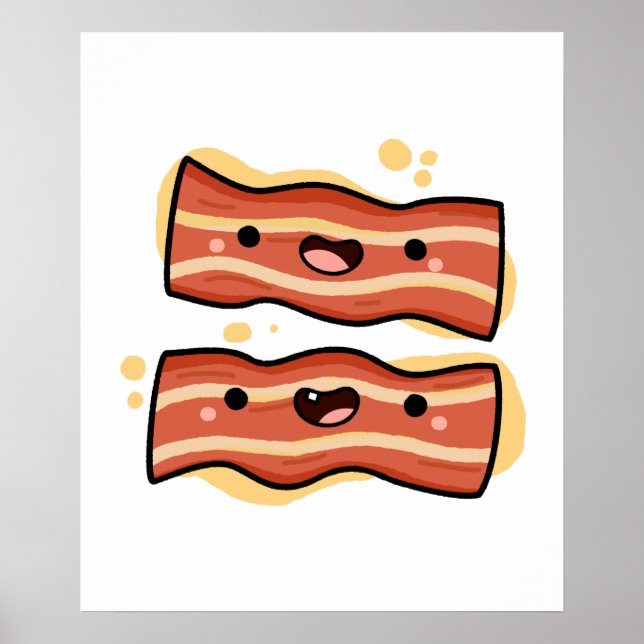 Póster Tiras Cute Kawaii Bacon (Frente)