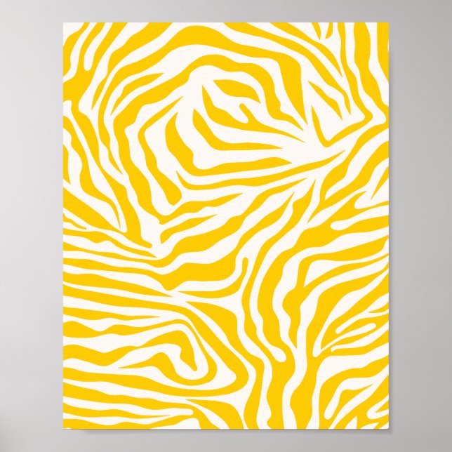 Póster Tiras de cebra amarilla Preppy Animales salvajes (Frente)