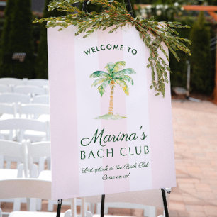 Póster Tiras Rosa Rubor Bienvenida Club Bach Palm Beach