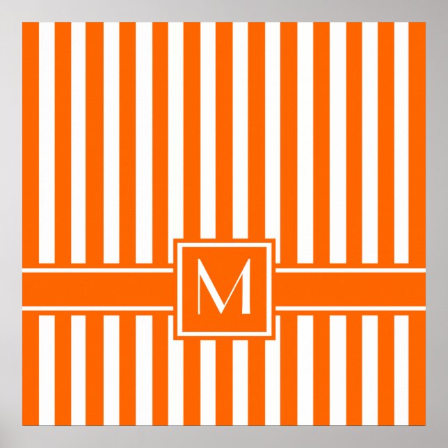 Póster Tiras Tangerinas Modernas con Monograma (Frente)
