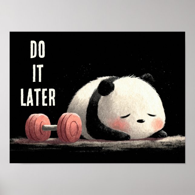 Póster Tired Panda Gym – Cute Funny Workout Art (Frente)