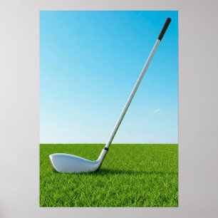 Póster Tiro de Palo de Golf en Fairway Verde