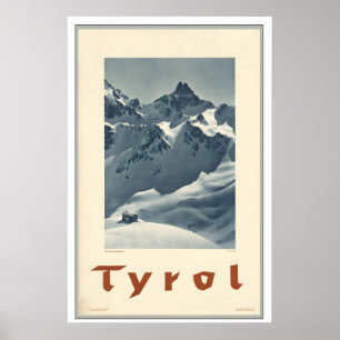 Póster Tirol Austria Montaña Invierno Nieve Esquí Vintage