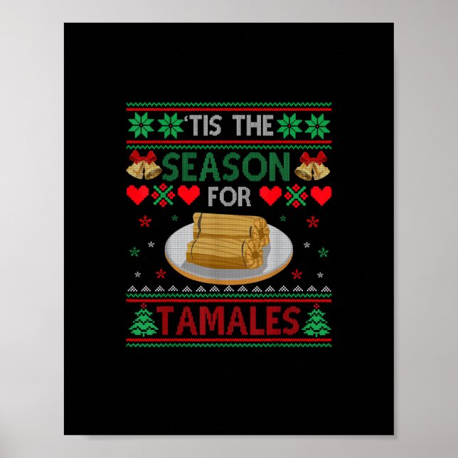 Póster Tis Season For Tamales Funny Christmas Food (Frente)