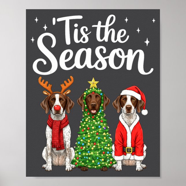 Póster Tis The Season German Shorthaired Inter Christmas  (Frente)
