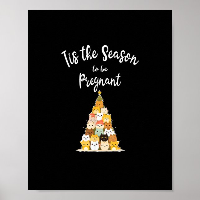 Póster Tis The Season To Pregnant Cute Christmas Tree Men (Frente)