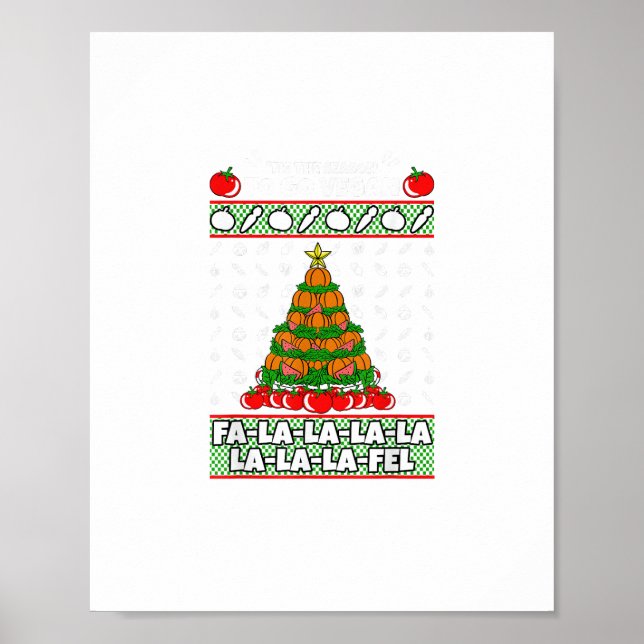 Póster Tis The Season To Vegan Christmas Pajama X-Mas Veg (Frente)