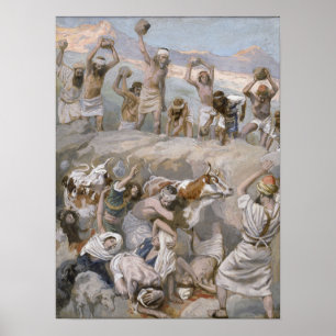 Póster Tissot - Achan y su familia apedreados hasta la mu