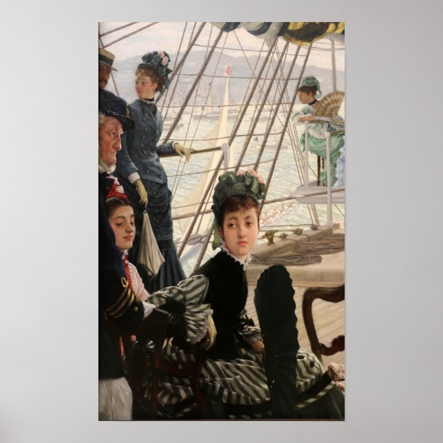 Póster Tissot - El baile a bordo 1874 (Frente)