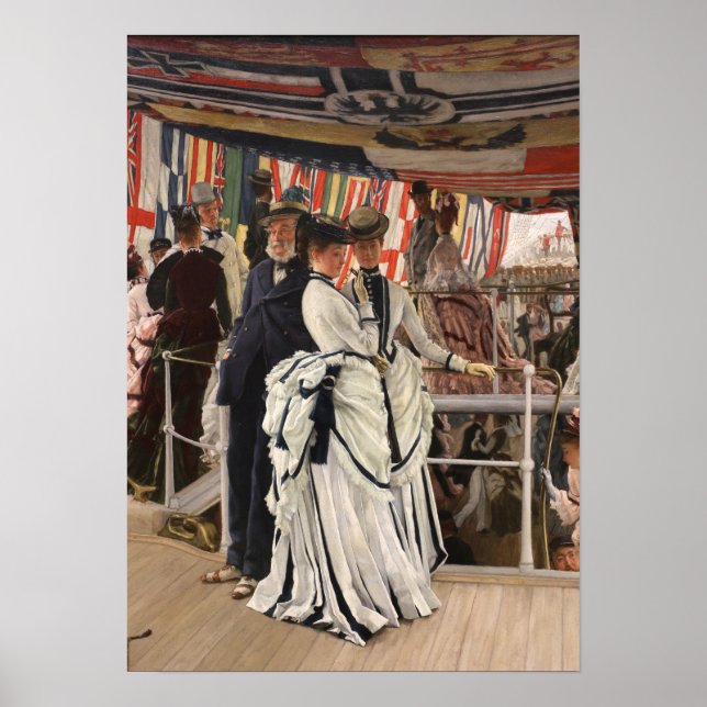 Póster Tissot - El baile a bordo 1874 (Frente)