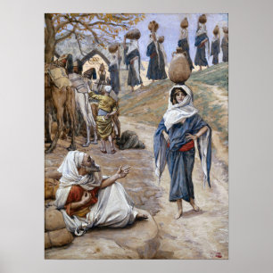 Póster Tissot - El siervo de Abraham conoce a Rebeca 1896