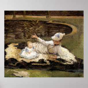 Póster Tissot - Sra. Newton con un niño junto a una pisci