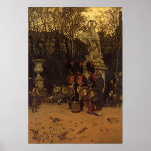 Póster Tissot - Tocando la Retirada en los jardines de la