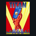 Póster Titan Ale Art Deco Beer Poster<br><div class="desc">Estos posters son creados y reproducidos a partir de nuestros diseños propios de nuestro logotipo a partir de nuestras etiquetas de cerveza. Le he dado a este logo un tema de arte deco y he estimulado los colores para darle vida. Este poster se basó en un diseño de los años...</div>