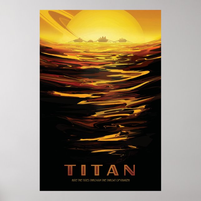 Póster Titán mayor luna del planeta Saturno (Frente)