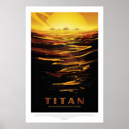 Póster Titan Moon de Saturno anuncio de turismo espacial