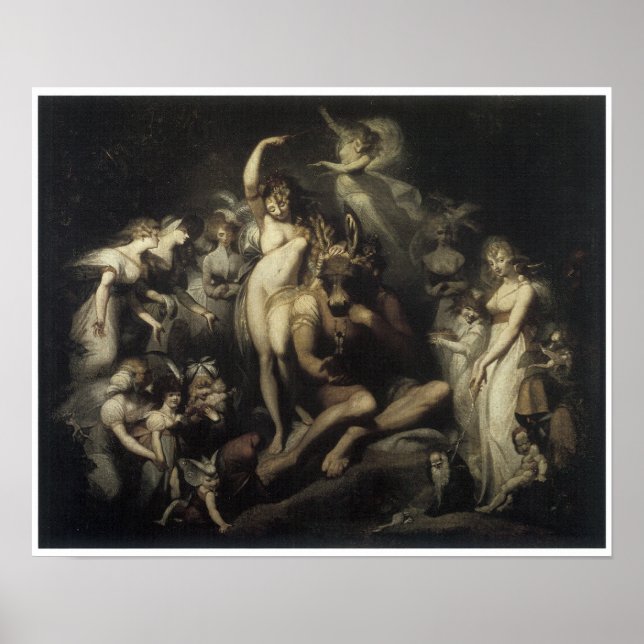 Póster Titania y abajo, c. Pintura de fantasía de 1790 (Frente)