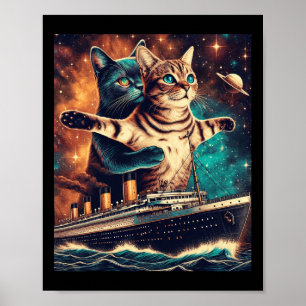 Póster Titanic Cats Funny Tee