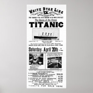 Póster Titanic Poster de publicidad de tercera clase