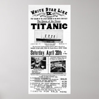 Póster Titanic Poster de publicidad de tercera clase