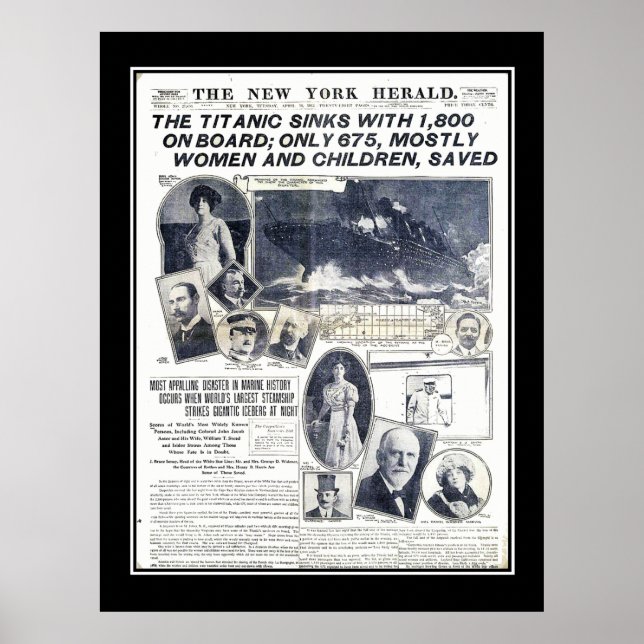 Póster Titanic Series News of Sinking of Titanic (Frente)
