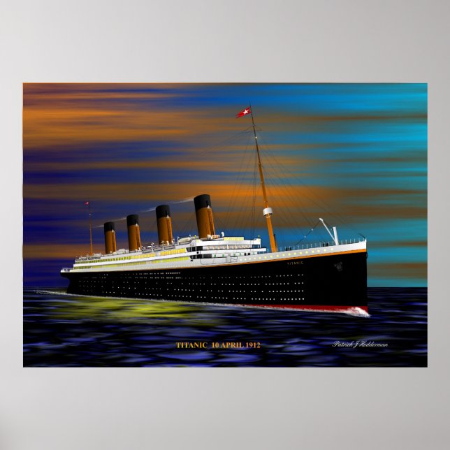 PÓSTER TITANIC SOBRE SU VOYAGE MAIDEN 10 DE ABRIL DE 1912 (Frente)