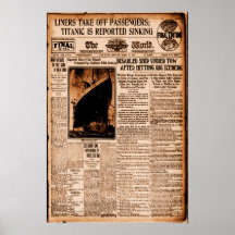 Titánico es reportado hundiéndose Sepia Vintage Ma