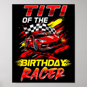 Póster Titi De La Familia Del Coche De Carreras De Cumple