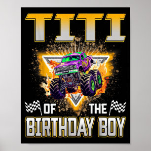 Póster Titi del cumpleaños del niño Camión Monstruo Cumpl