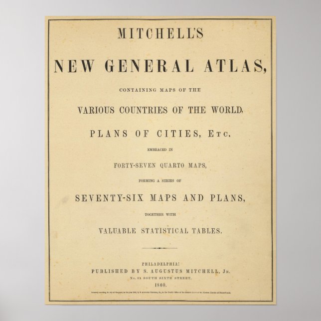 Póster Title Page Mitchell's new general atlas (Frente)
