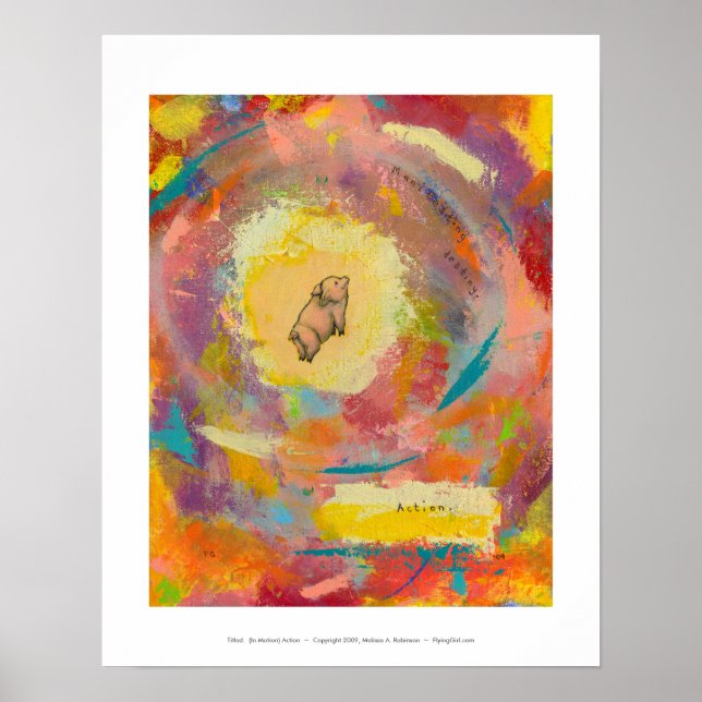 Póster Titled:  (In Motion) Action - flying pot belly pig (Frente)