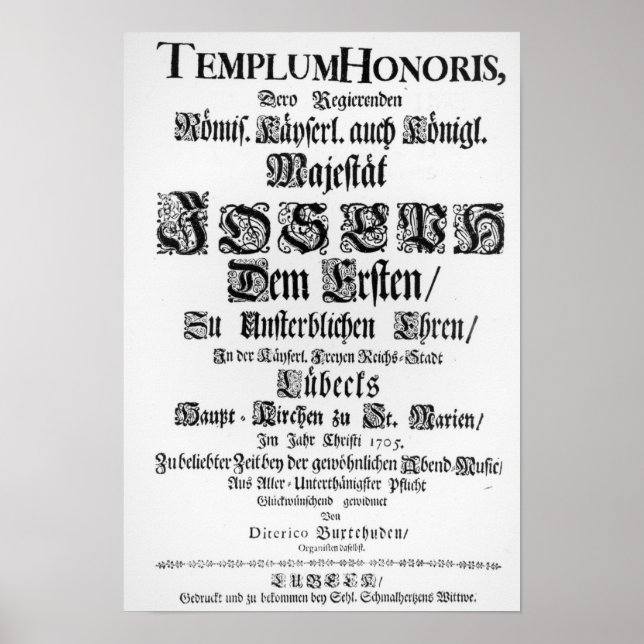 Póster Titlepage of Abendmusik, 1705 (Frente)