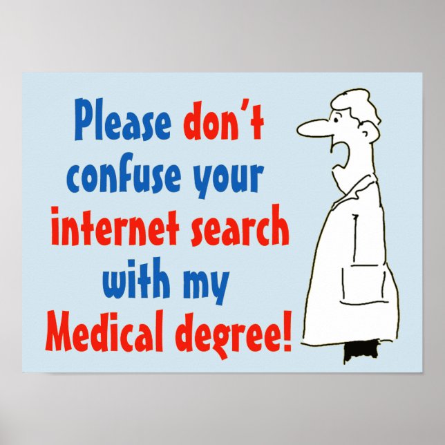 Póster Título médico del médico, no búsqueda en Internet (Frente)